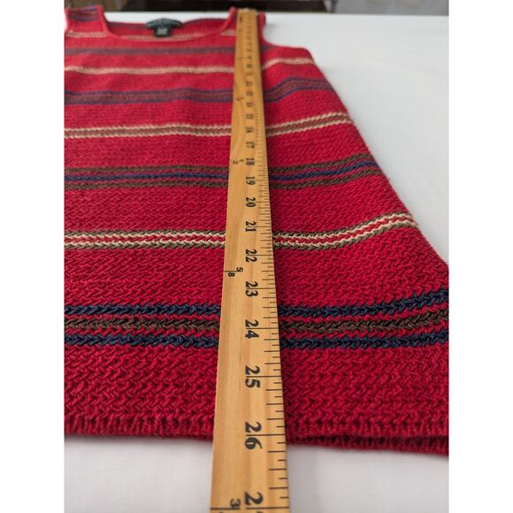 Vintage Lauren Ralph Lauren Womens Y2K Red Stripe Knit Tank Top Linen Blend Sz L - Picture 6 of 6